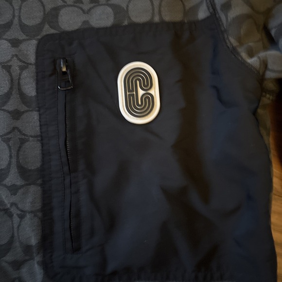 COACH MEN'S MIXED MEDIA ALL OVER LOGO SWEATSHIRT SZ SMALL  Black - Picture 2 of 9